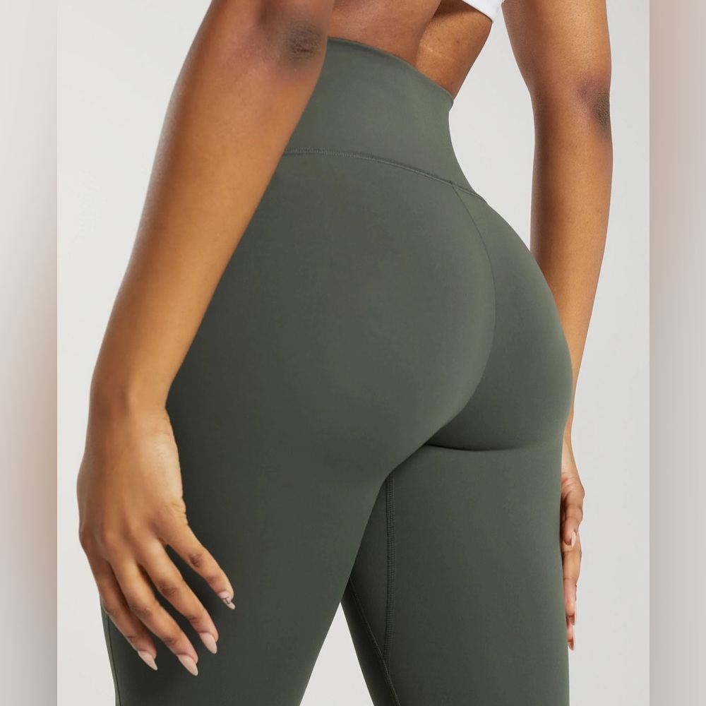 Gymshark Ribbon Ankle Olive Green Leggings - Picture 3 of 10